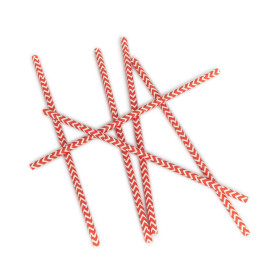 Trinkhalme Paper Starr Rot und Weiß Ø6mm 20cm (100 Stück)