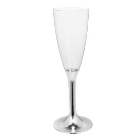 Sektflöte Plastik mit Silber Chrom Fuß 120ml 2T (200 Stück)