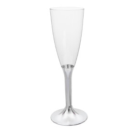 Sektflöte Plastik mit Nickel Chrom Fuß 120ml 2T (20 Stück)