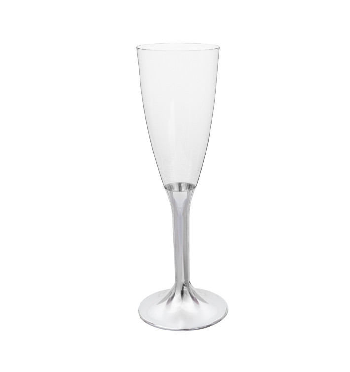 Sektflöte Plastik mit Nickel Chrom Fuß 120ml 2T (20 Stück) Sektflöte Plastik mit Nickel Chrom Fuß 120ml 2T (20 Stück)