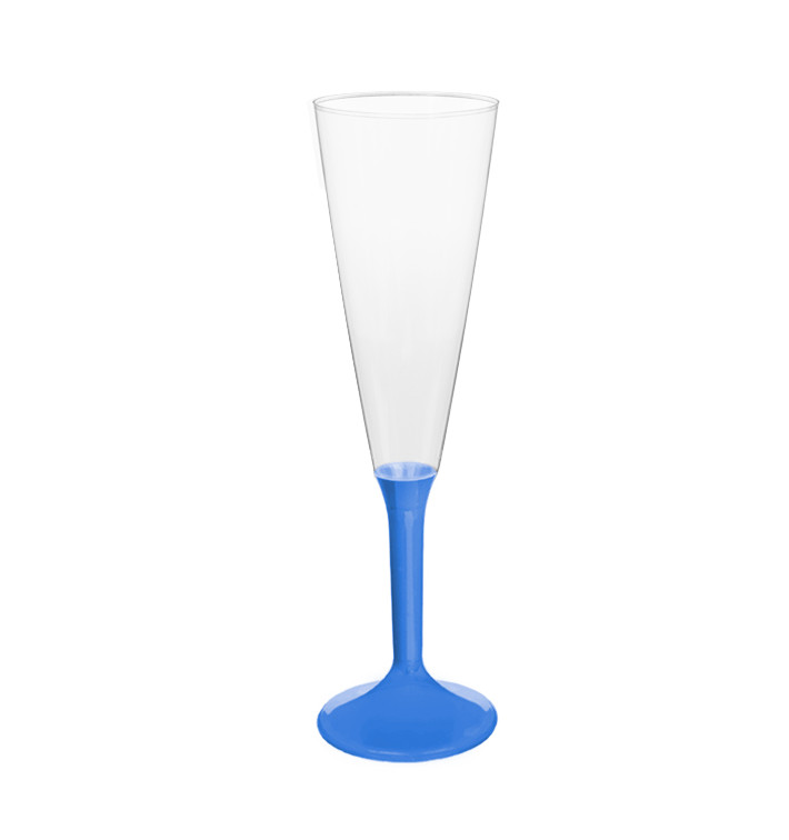 Sektflöte Plastik mit meerblauem Fuß 160ml 2T (20 Stück) Sektflöte Plastik mit meerblauem Fuß 160ml 2T (20 Stück)