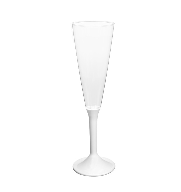 Sektflöte Plastik mit weißem Fuß 160ml 2T (20 Stück) Sektflöte Plastik mit weißem Fuß 160ml 2T (20 Stück)