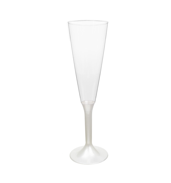 Sektflöte Plastik mit weißem Fuß 160ml 2T (20 Stück) Sektflöte Plastik mit weißem Fuß 160ml 2T (20 Stück)