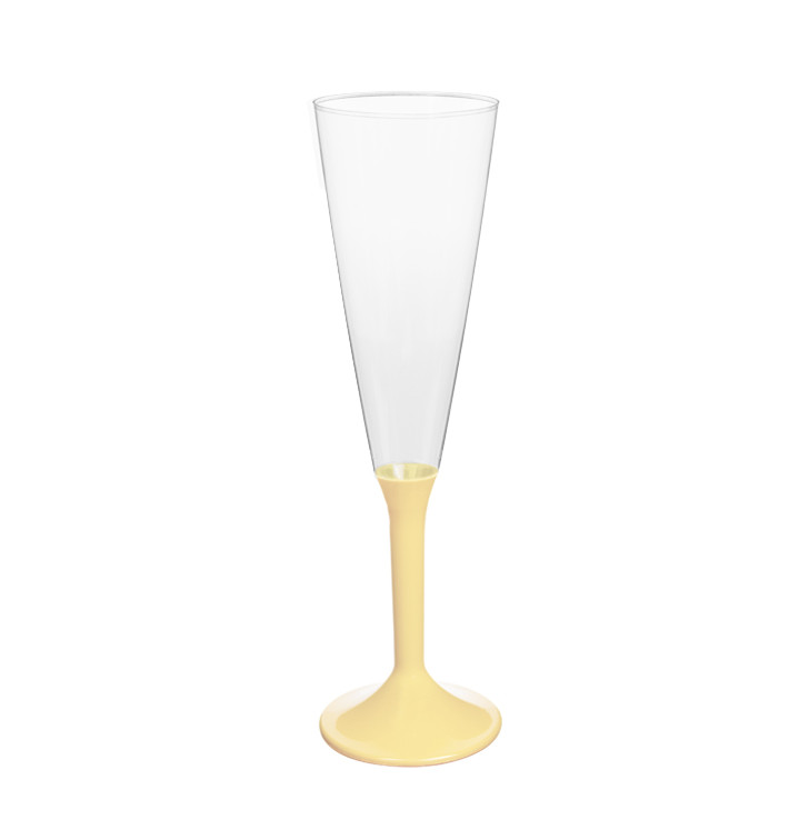 Sektflöte Plastik mit cremefarbenem Fuß 160ml 2T (20 Stück) Sektflöte Plastik mit cremefarbenem Fuß 160ml 2T (20 Stück)