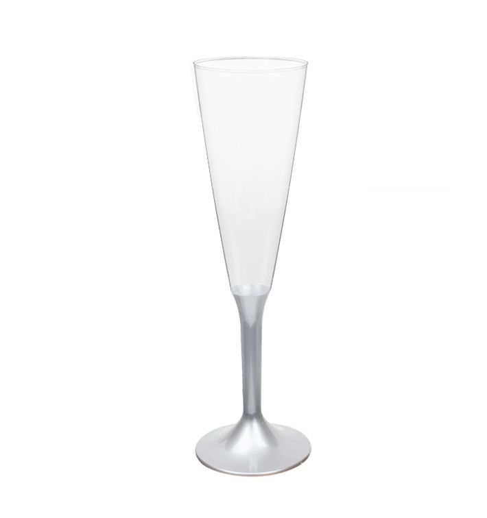 Sektflöte Plastik mit grauem Fuß 160ml 2T (200 Stück) Sektflöte Plastik mit grauem Fuß 160ml 2T (200 Stück)