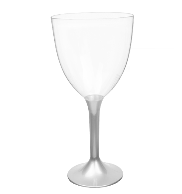 Glas aus Plastik für Wein grauer Fuß 300ml 2T (200 Stück)