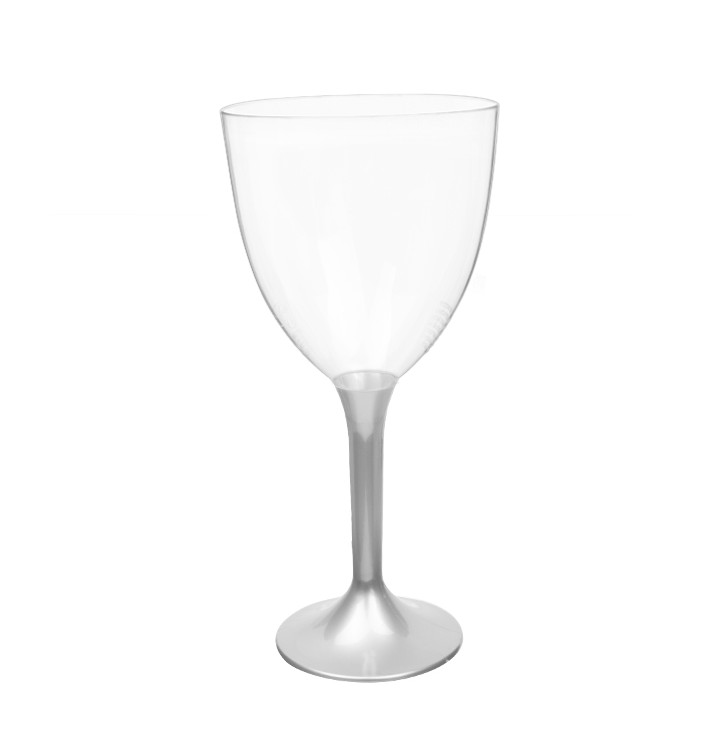 Glas aus Plastik für Wein grauer Fuß 300ml 2T (200 Stück) Glas aus Plastik für Wein grauer Fuß 300ml 2T (200 Stück)