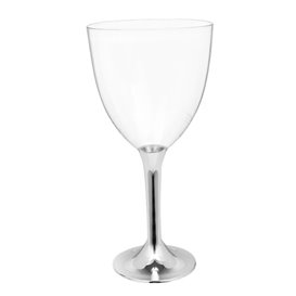 Glas aus Plastik für Wein Silber Chrom Fuß 300ml 2T (200 Stück)