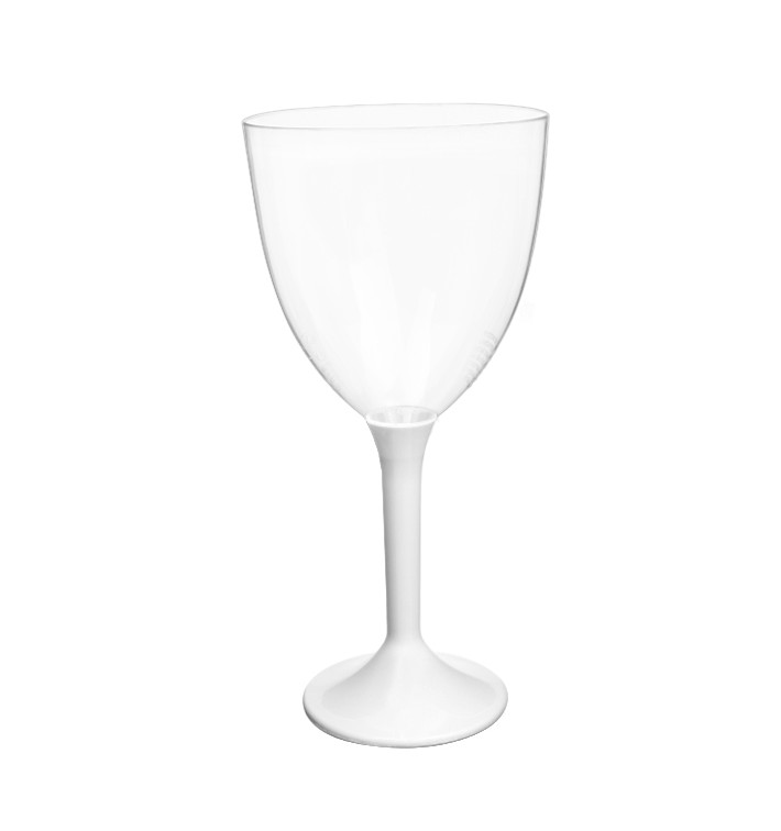 Glas aus Plastik für Wein weißer Fuß 300ml 2T (20 Stück) Glas aus Plastik für Wein weißer Fuß 300ml 2T (20 Stück)