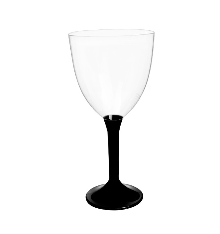 Glas aus Plastik für Wein schwarzer Fuß 300ml 2T (20 Stück) Glas aus Plastik für Wein schwarzer Fuß 300ml 2T (20 Stück)
