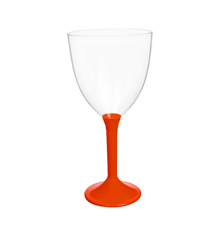 Glas aus Plastik für Wein roter Fuß 300ml 2T (200 Stück) Glas aus Plastik für Wein roter Fuß 300ml 2T (200 Stück)