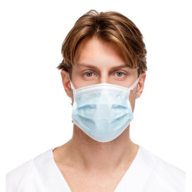 Mundschutz 3 Lagig mit Bindeverschluss Blau (50 Stück)
