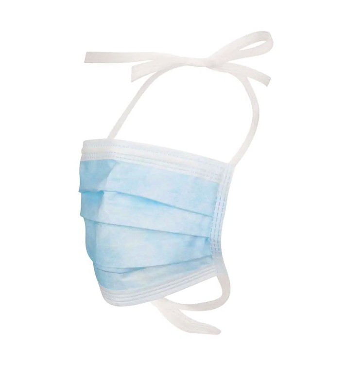 Mundschutz 3 Lagig mit Bindeverschluss Blau (50 Stück) Mundschutz 3 Lagig mit Bindeverschluss Blau (50 Stück)