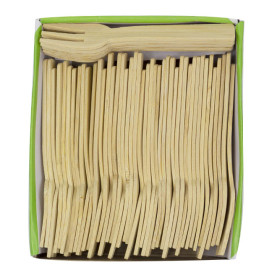 Häppchen-Gabel aus Bambus klein Bio 7,5cm (50 Stück)