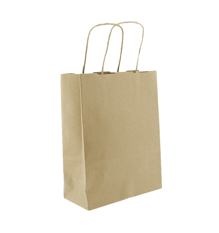 Papiertüten Kraft mit Henkeln 100g/m² 18+8x24cm (450 Stück) Papiertüten Kraft mit Henkeln 100g/m² 18+8x24cm (450 Stück)