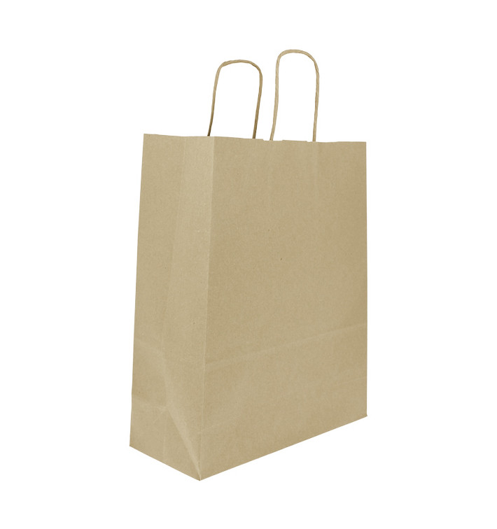Papiertüten Kraft mit Henkeln 100g/m² 25+11x31cm (250 Stück) Papiertüten Kraft mit Henkeln 100g/m² 25+11x31cm (250 Stück)