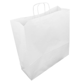 Papiertüten Kraft weiß mit Henkeln 100g/m² 44+15x46cm (25 Stück)
