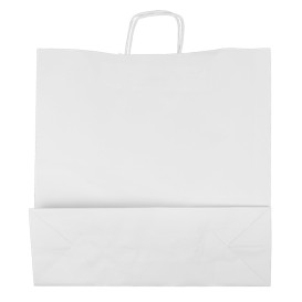 Papiertüten Kraft weiß mit Henkeln 100g/m² 44+15x46cm (25 Stück)