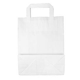 Papiertüten Kraft weiß mit Henkeln 100g/m² 22+11x27cm (250 Stück)
