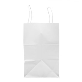 Papiertüten Kraft weiß mit Henkeln 80g/m² 30+18x29cm (25 Stück)