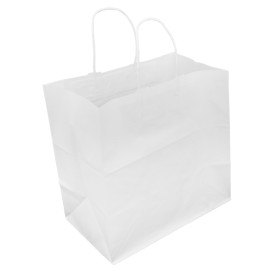 Papiertüten Kraft weiß mit Henkeln 80g/m² 30+18x29cm (250 Stück)