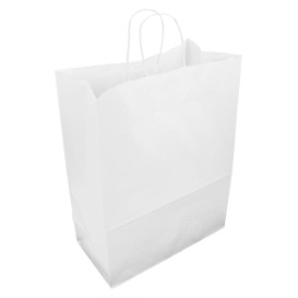 Papiertüten Kraft weiß mit Henkeln 32+16x43cm (50 Stück)