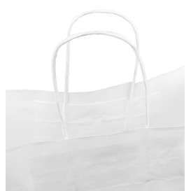 Papiertüten Kraft weiß mit Henkeln 32+16x43cm (50 Stück)