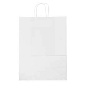 Papiertüten Kraft weiß mit Henkeln 32+16x43cm (50 Stück)