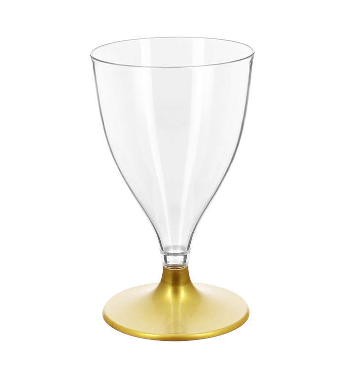 Wiederverwendbarer PS Wasser/Wein Gold Fuß 200ml 2P (48 Stück) Wiederverwendbarer PS Wasser/Wein Gold Fuß 200ml 2P (48 Stück)