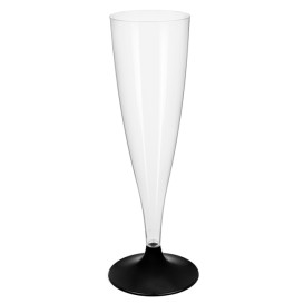 Sektflöte Plastik mit schwarzem Fuß 140ml 2T (20 Stück)