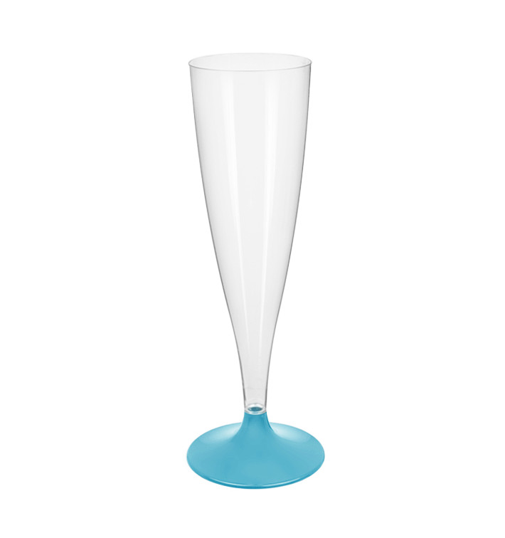 Sektflöte Plastik mit türkisem Fuß 140ml 2T (20 Stück) Sektflöte Plastik mit türkisem Fuß 140ml 2T (20 Stück)