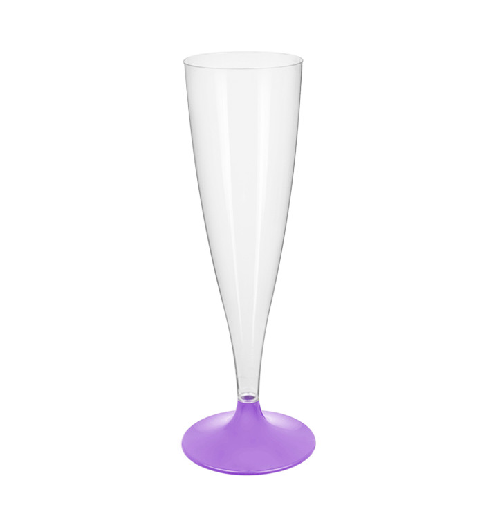 Sektflöte Plastik mit fliederfarbenem Fuß 140ml 2T (20 Stück) Sektflöte Plastik mit fliederfarbenem Fuß 140ml 2T (20 Stück)