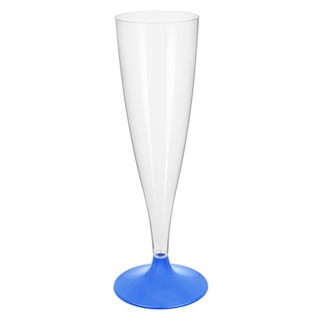 Mehrweg Sektglas aus PS Fuß Marinblau 140ml 2-teilig (20 Stück)