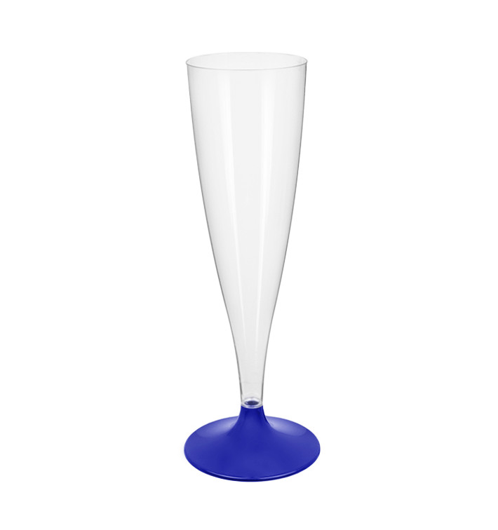 Sektflöte Plastik mit blauem Fuß 140ml 2T (20 Stück) Sektflöte Plastik mit blauem Fuß 140ml 2T (20 Stück)