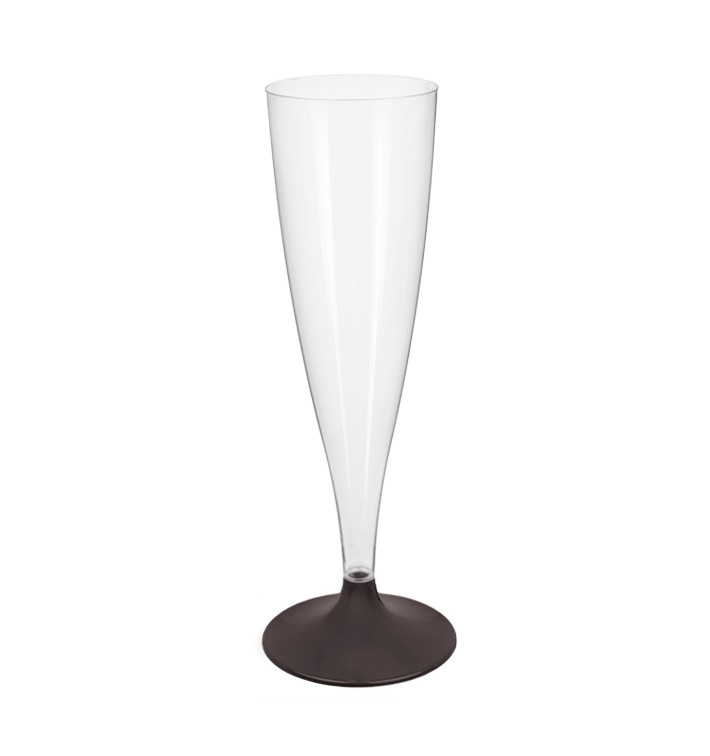 Sektflöte Plastik mit braunem Fuß 140ml 2T (20 Stück) Sektflöte Plastik mit braunem Fuß 140ml 2T (20 Stück)