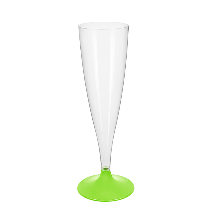 Sektflöte Plastik mit grasgrünem Fuß 140ml 2T (400 Stück) Sektflöte Plastik mit grasgrünem Fuß 140ml 2T (400 Stück)