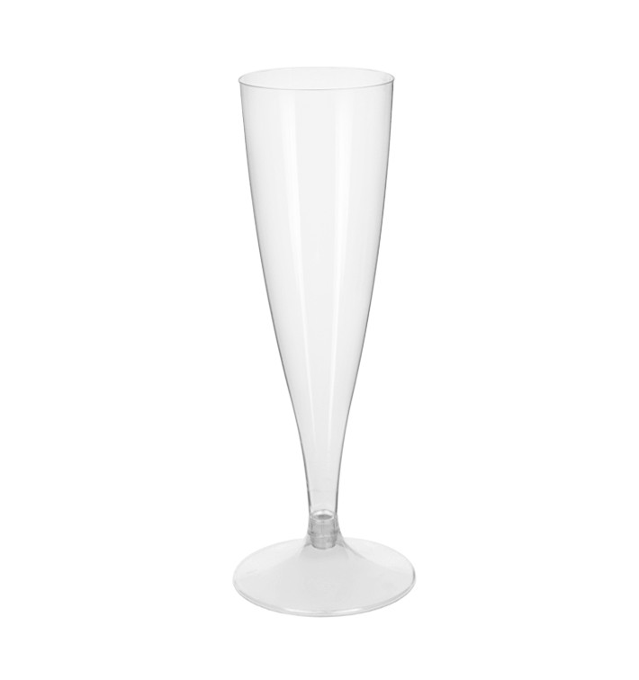 Sektflöte Plastik mit transparentem Fuß 140ml 2T (20 Stück) Sektflöte Plastik mit transparentem Fuß 140ml 2T (20 Stück)