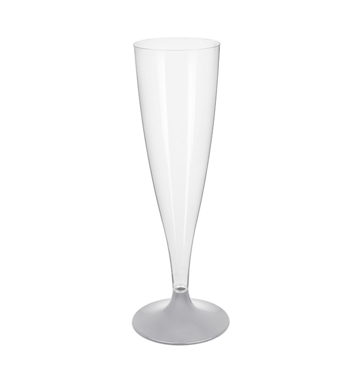 Sektflöte Plastik mit grauem Fuß 140ml 2T (20 Stück) Sektflöte Plastik mit grauem Fuß 140ml 2T (20 Stück)