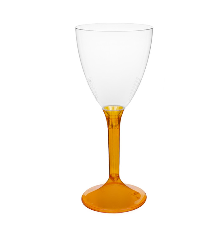 Glas aus Plastik für Wein oranger transp. Fuß 180ml 2T (200 Stück) Glas aus Plastik für Wein oranger transp. Fuß 180ml 2T (200 Stück)
