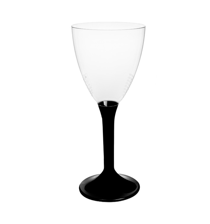 Glas aus Plastik für Wein schwarzer Fuß 180ml 2T (20 Stück) Glas aus Plastik für Wein schwarzer Fuß 180ml 2T (20 Stück)