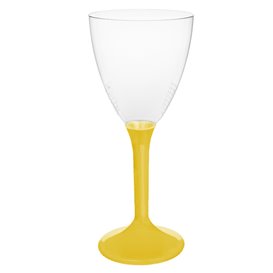 Glas aus Plastik für Wein gelber Fuß 180ml 2T (20 Stück)