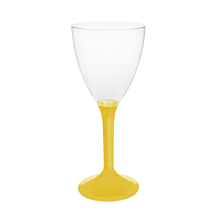 Glas aus Plastik für Wein gelber Fuß 180ml 2T (20 Stück) Glas aus Plastik für Wein gelber Fuß 180ml 2T (20 Stück)