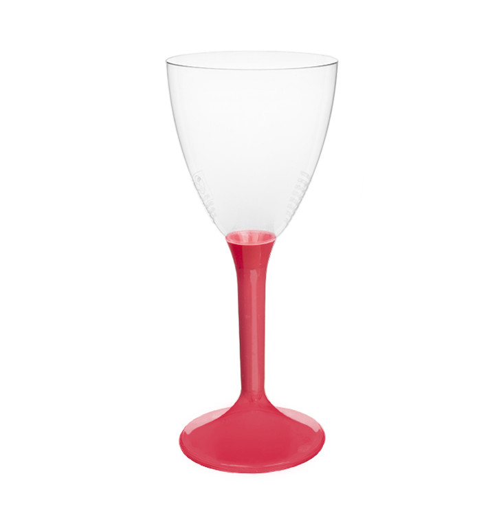 Glas aus Plastik für Wein koralle Fuß 180ml 2T (20 Stück) Glas aus Plastik für Wein koralle Fuß 180ml 2T (20 Stück)
