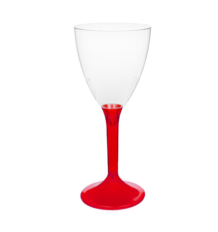 Glas aus Plastik für Wein roter transp. Fuß 180ml 2T (200 Stück) Glas aus Plastik für Wein roter transp. Fuß 180ml 2T (200 Stück)