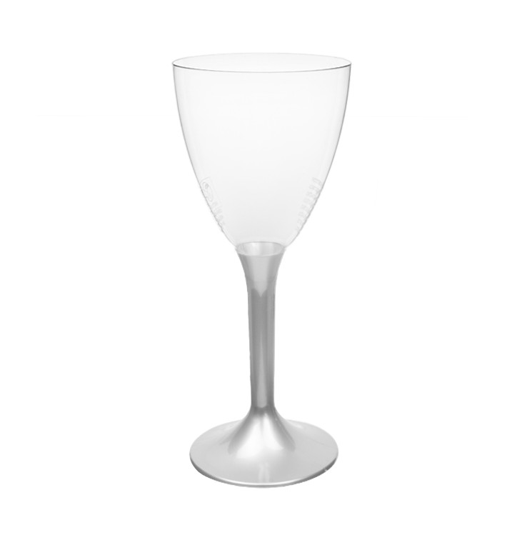 Glas aus Plastik für Wein grauer Fuß 180ml 2T (200 Stück) Glas aus Plastik für Wein grauer Fuß 180ml 2T (200 Stück)