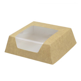 SnackBox mit Fenster Kraft Braun 120x120x40mm (500 Stück)