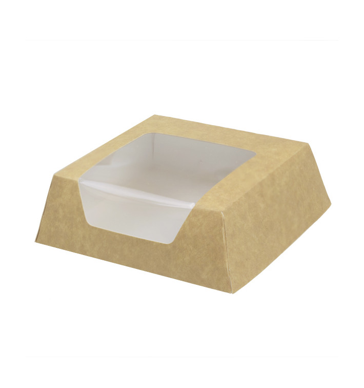 SnackBox mit Fenster Kraft Braun 120x120x40mm (500 Stück) SnackBox mit Fenster Kraft Braun 120x120x40mm (500 Stück)