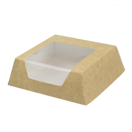 SnackBox mit Fenster Kraft Braun 120x120x40mm (500 Stück)