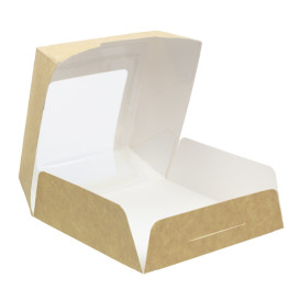 SnackBox mit Fenster Kraft Braun 120x120x40mm (500 Stück)
