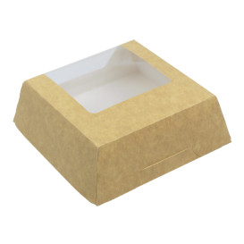SnackBox mit Fenster Kraft Braun 120x120x40mm (500 Stück)